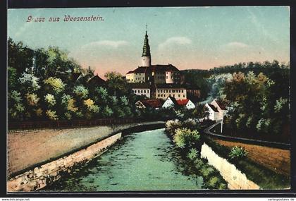 AK Weesenstein, Ortsansicht mit Fluss
