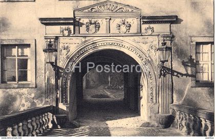Ostportal am Schloss Weesenstein - castle - old postcard - Germany - unused
