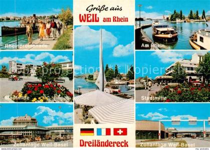Weil am Rhein Rheinpromenade Stadtmitte Zollanlage Weil Basel Dreilaendereck Sta