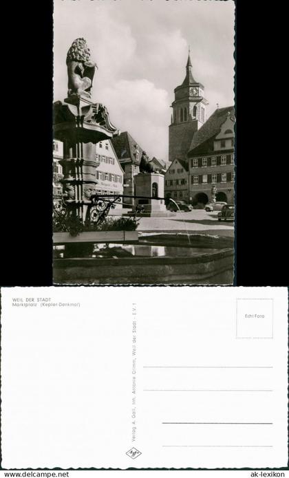 Ansichtskarte Weil der Stadt Marktplatz VW Käfer Beetle 1961