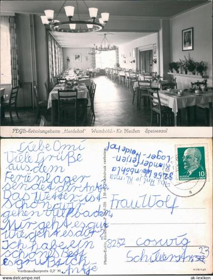 Ansichtskarte Weinböhla FDGB-Ferienheim "Heidehof" - Speisesaal 1958