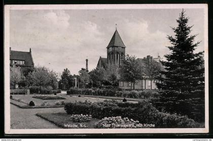 AK Welzow, Max Thomasplatz mit Kirche