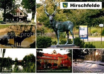 Hirschfelde Werneuchen Gasthof Lindengarten Wasserbueffel Hirschskulptur Dorfang
