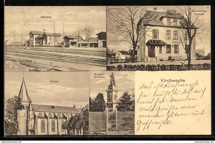 AK Kirchweyhe / Weyhe, Bahnhof, Kaiserliches Postamt, Kirche