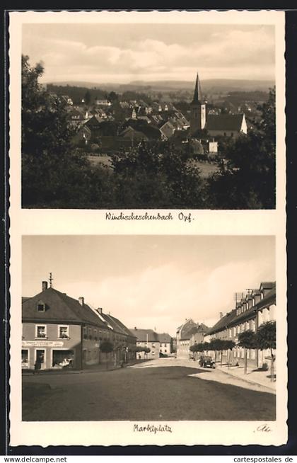 AK Windischeschenbach Opf., Ortsansicht mit Kirche, Marktplatz