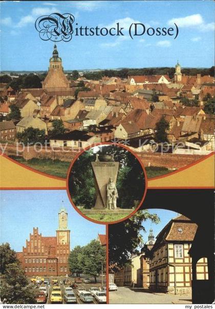 Wittstock Stadtbild mit Kirche OdF Denkmal Ernst Thaelmann Platz Durchblick vom