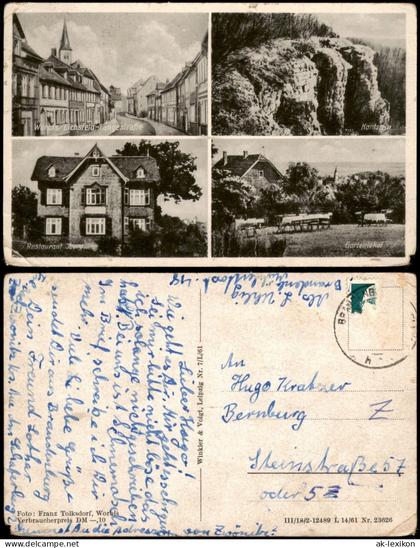 Worbis-Leinefelde-Worbis Mehrbildkarte   Langestraße Kantstein, Restaurant 1961