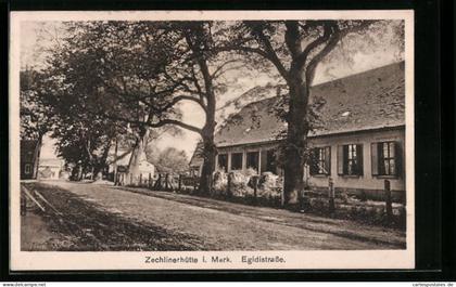 AK Zechlinerhütte i. Mark, Egidistrasse mit Bäumen
