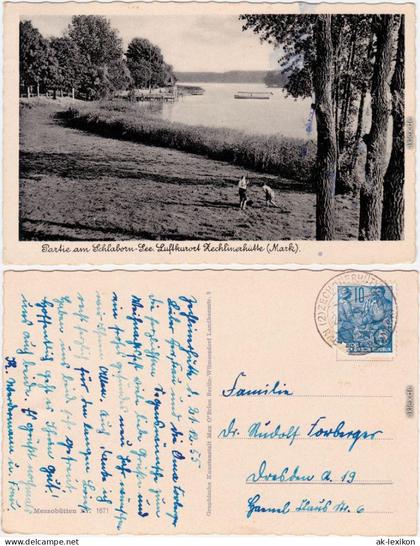 Ansichtskarte Zechlinerhütte-Rheinsberg Partie am Schlabornsee 1955