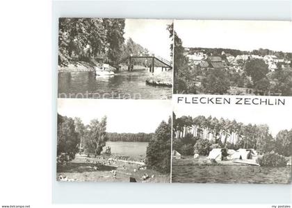 Flecken Zechlin Zeltplatz Strand Teilansicht Motorboot