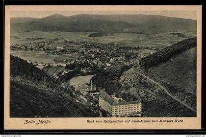 AK Zella-Mehlis, Blick vom Reisigenstein auf Zella-Mehlis und Mercedes-Werk