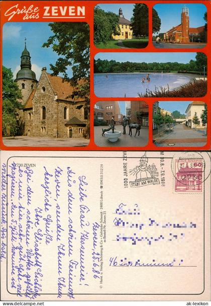 Ansichtskarte Zeven Mehrbildkarte mit 6 Ortsansichten 1986
