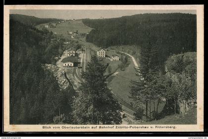 AK Zöblitz /Erzgeb., Bahnhof Zöblitz-Pobershau, Rittersberg, Blick vom Oberlauterstein