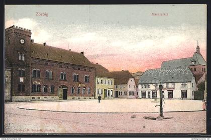 AK Zörbig, Marktplatz mit Gasthaus Ratskeller
