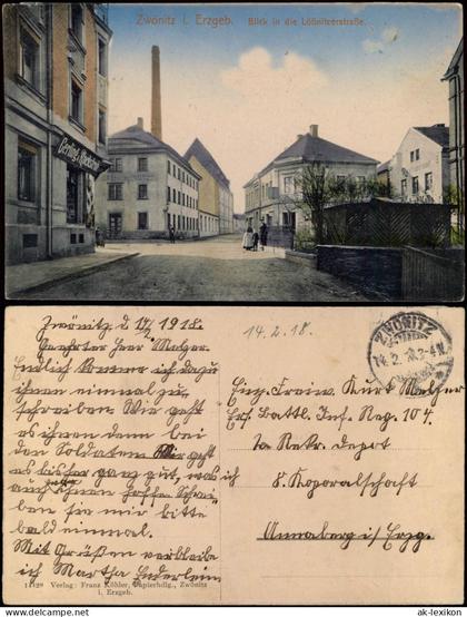Zwönitz (Erzgebirge) Erzgebirge Lößnitzerstraße - Fabrik 1918
