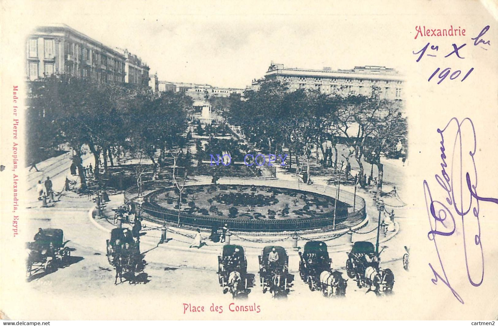 ALEXANDRIE ALEXANDRIA PLACE DES CONSULS 1900 EGYPTE