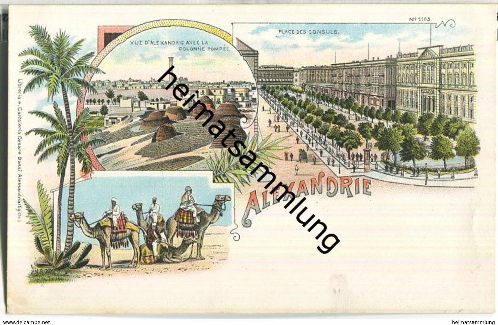 Alexandrie - Colonne Pompee - Place des Consuls - Verlag Cesare Bassi Alessandria ca. 1895