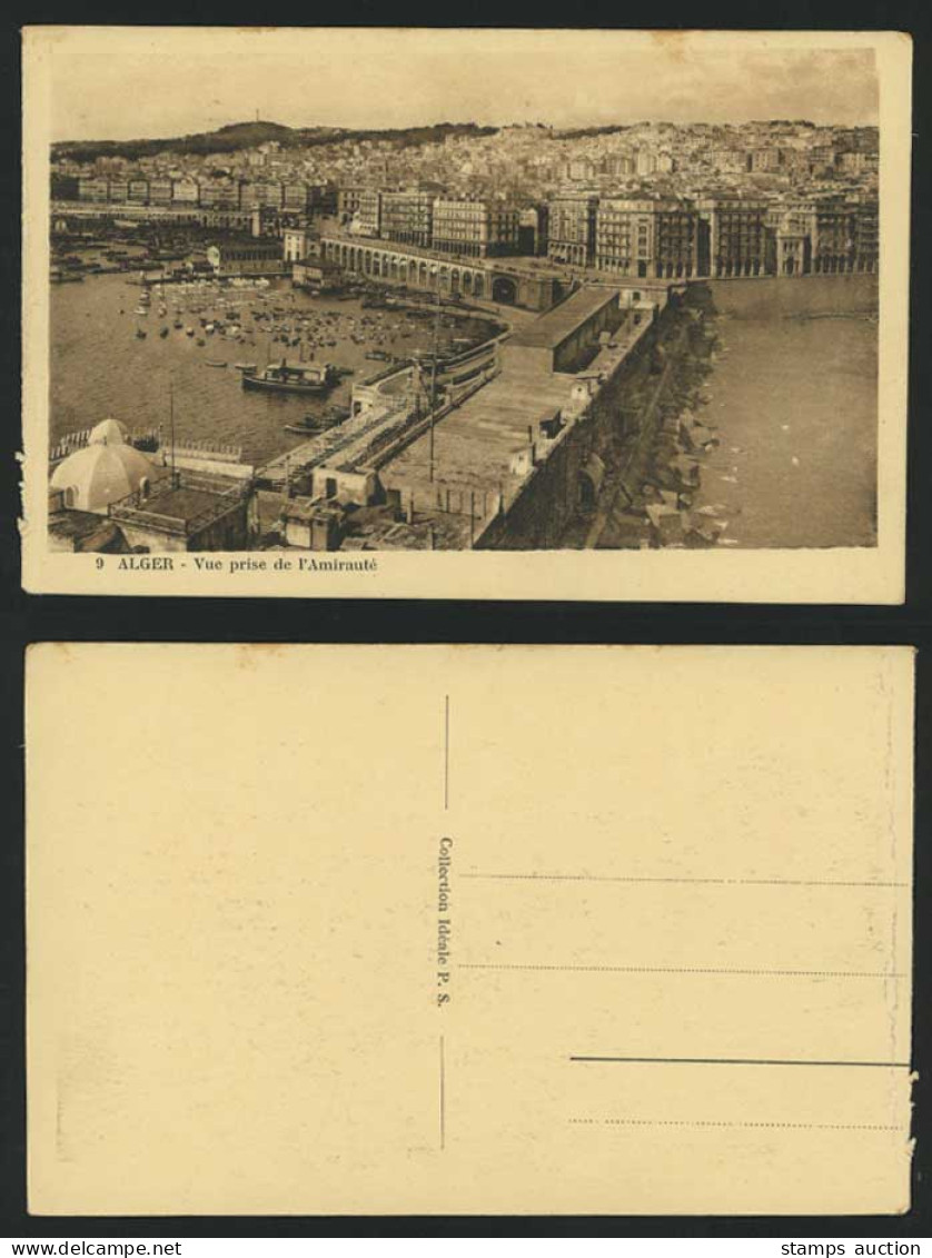 Algeri aALGER Old Postcard Vue Prise de Amiraute Harbor