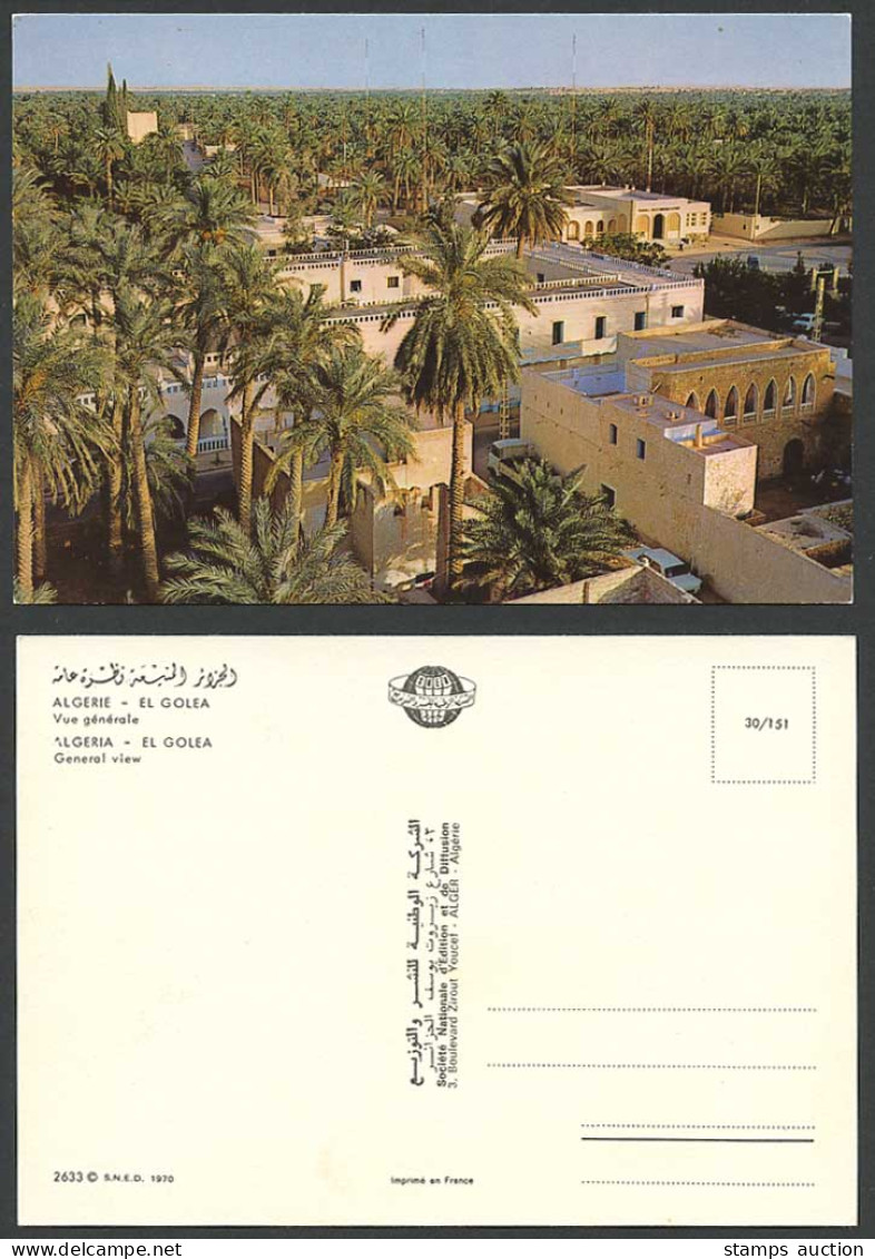 Algeria 1970 Postcard El Golea, Vue Generale General View, Panorama, Palm Trees