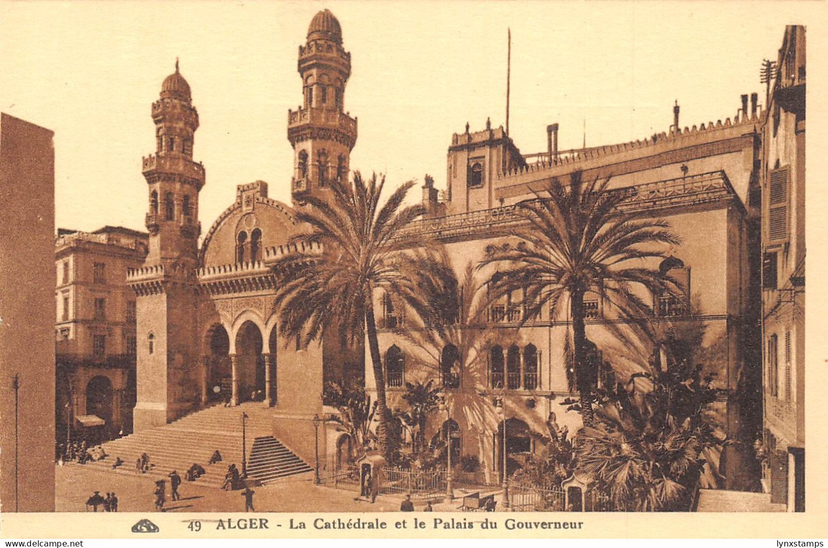 Algeria Algiers Cathedral and Government Palace vintage postcard