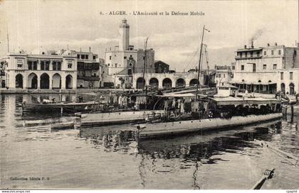 Alger CPA L'amiraute et la defense mobile (boats bateaux)