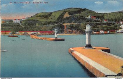 A615 Algeria Philippeville Skikda Entry of Port Lighthouses postcard