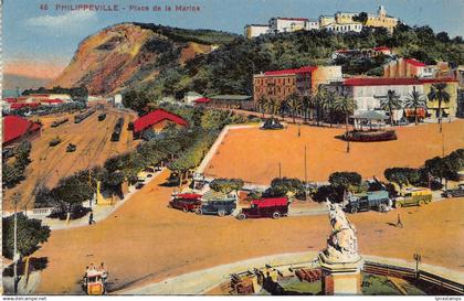 A615 Algeria Philippeville Skikda Place de a Marine Trucks postcard