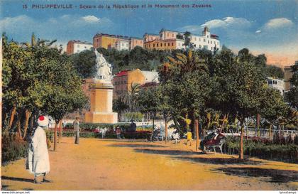 A615 Algeria Philippeville Skikda Square de Republique Monument Zouaves postcard