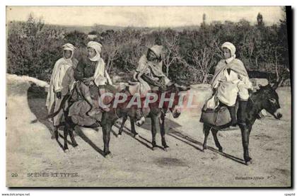 CPA Scenes Et Types Enfants montant des anes