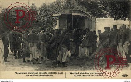 ARGELIA. ALGERIE. Tiralleurs algériens blessés installés dans les autobus d'ambulance