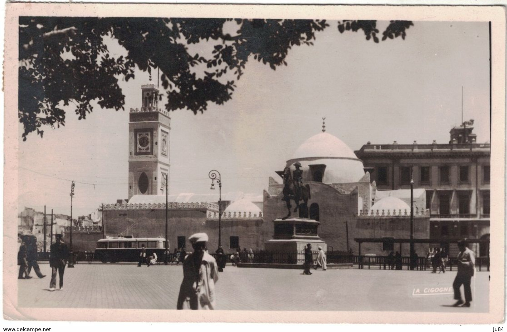 Algérie - Alger - Place du Gouvernement - Carte postale photo pour Lyon (France) - Daguin - 3 juin 1953