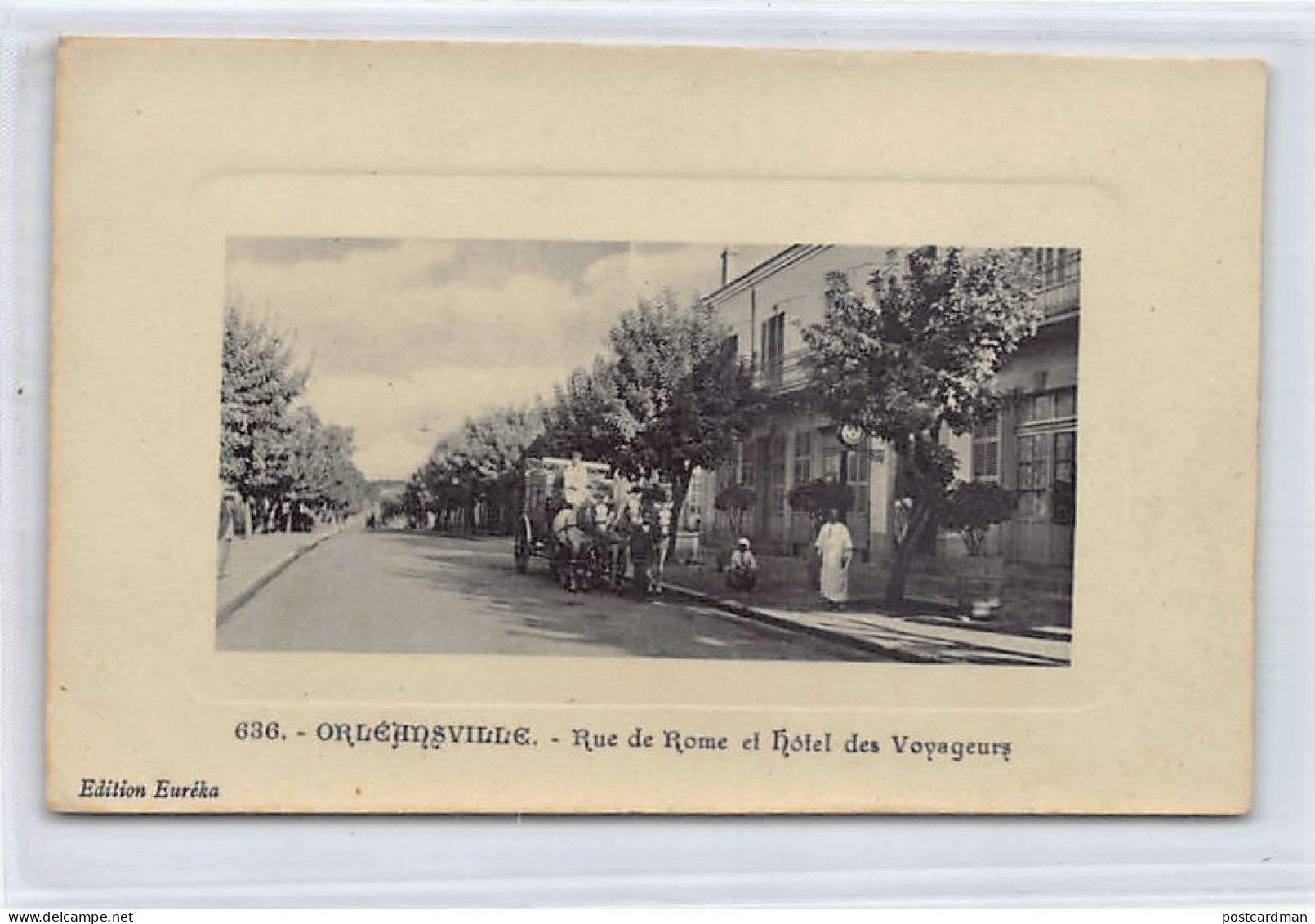 Algérie - CHLEF Orléansville - Rue de Rome et Hôtel des Voyageurs - TIRAGE SUR PAPIER GLACÉ - Ed. Euréka 636