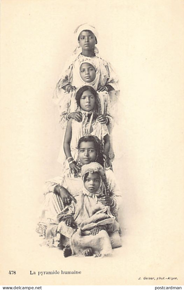 Algérie - La pyramide humaine - Enfants algériens - Ed. J. Geiser 478