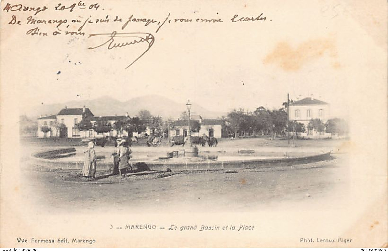 Algérie - MARENGO Hadjout - Le grand bassin et la place - Ed. Veuve Formosa 3