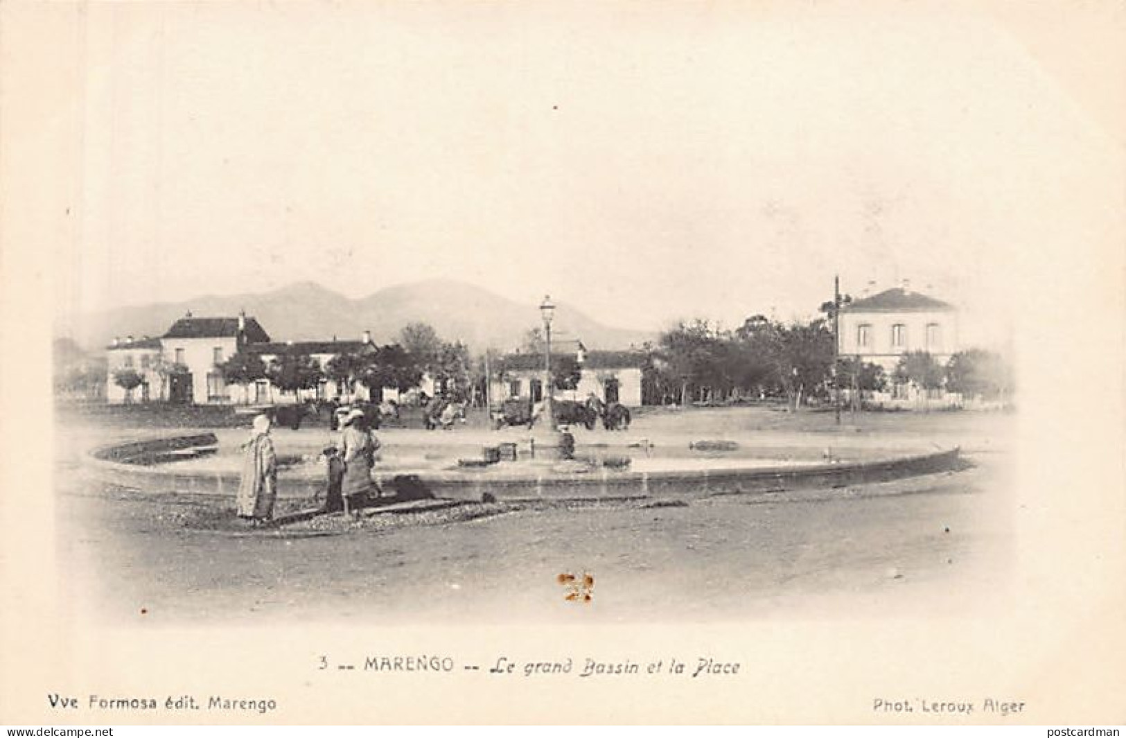 Algérie - MARENGO Hadjout - Le grand bassin et la Place - Ed. Vve Formosa 3