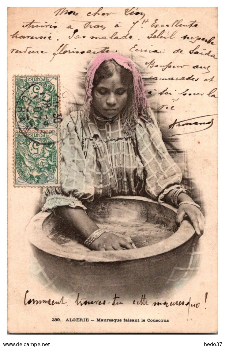 Algérie - Mauresque faisant le Couscous