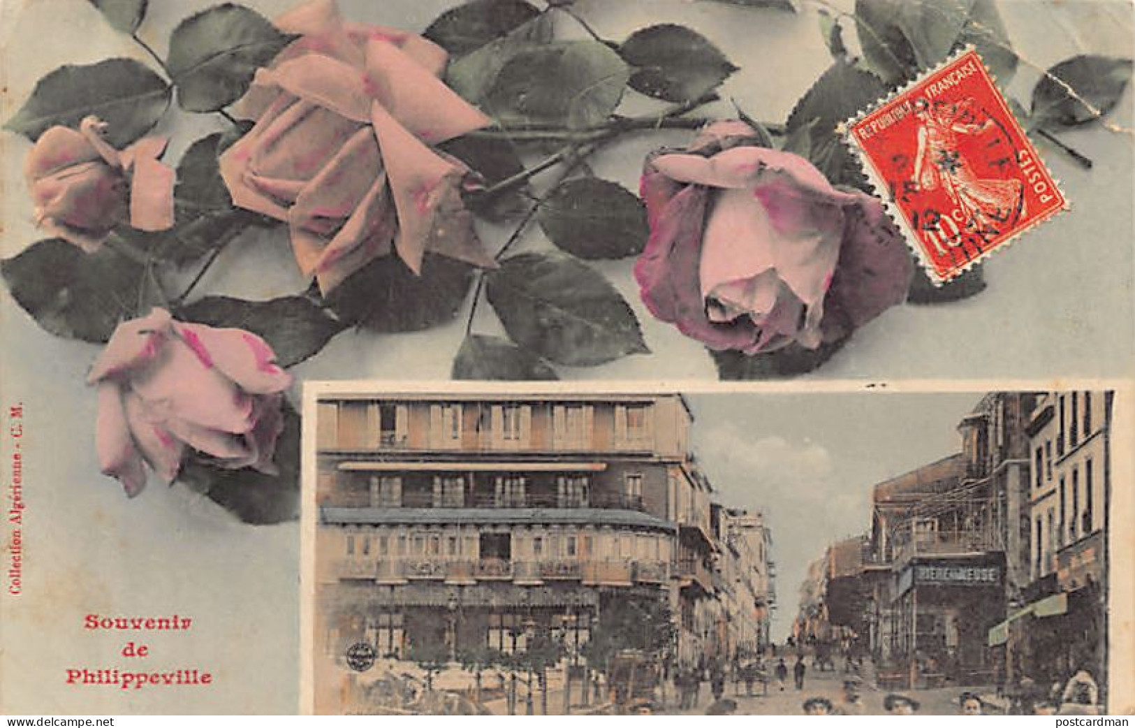 Algérie - SKIKDA Philippeville - Carte Fantaisie - Roses - Ed. C.M.