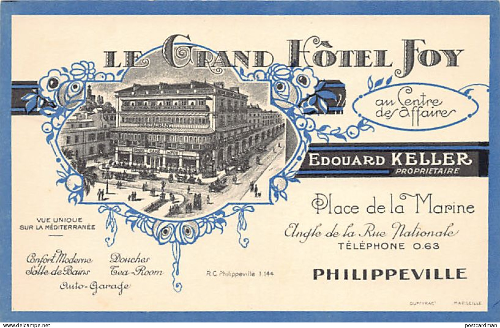 Algérie - SKIKDA Philippeville - Le Grand Hôtel Foy - Carte Publicitaire