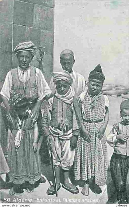 Algérie - Enfants  et Fillettes arabes - Animée - CPA - Voir Scans Recto-Verso