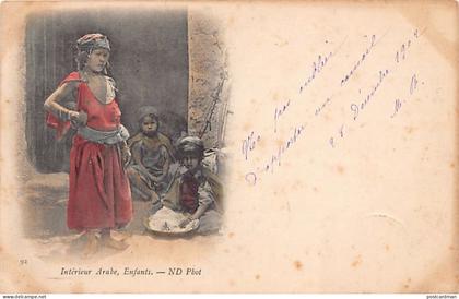 Algérie - Interieur arabe - Enfants - Ed. Neurdein ND Phot. 92 aquarellée
