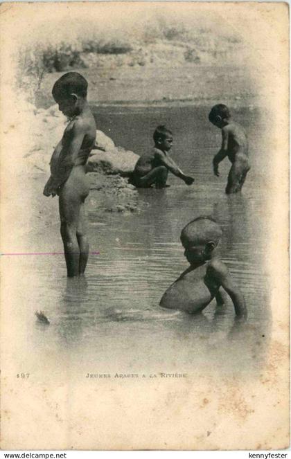 Algerien sonstige, Jeunes Arabes a la Riviere