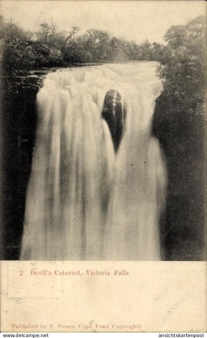 CPA Victoria Falls Simbabwe, Devil's Cataract, Wasserfall, Schwarz-Weiß-Foto