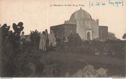ALGERIE - Sidi Zoug Zoug - Marabout - bunyagan - mausolée - tenues traditionnelles - animé - carte postale Ancienne