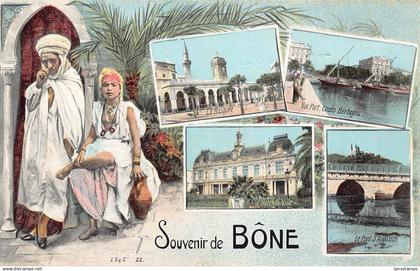 B063 Algeria Souvenir de Bone Annaba Native Couple Multi-view vintage postcard
