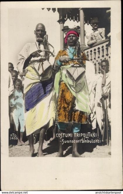 CPA Tripolis Tripoli Libyen, Costumi Tripolitani, Suonatori ambulanti