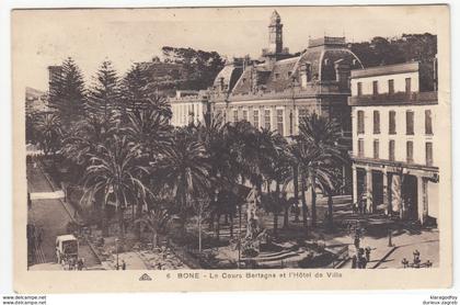 Annaba Bone Le Cours Bertagna et l'Hotel de Ville old postcard travelled 1932 to Zagreb bb170525