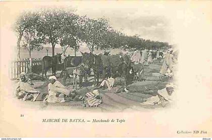 Carte Postale Ancienne - Algérie - Batna - Marché de Batna - Marchands de Tapis - Animée - Anes - Précurseur - Carte Neu