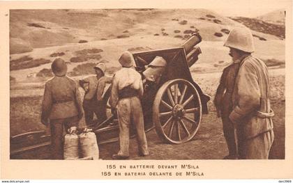 Algérie - En batterie devant M'SILA - Militaires, Artillerie, Canon