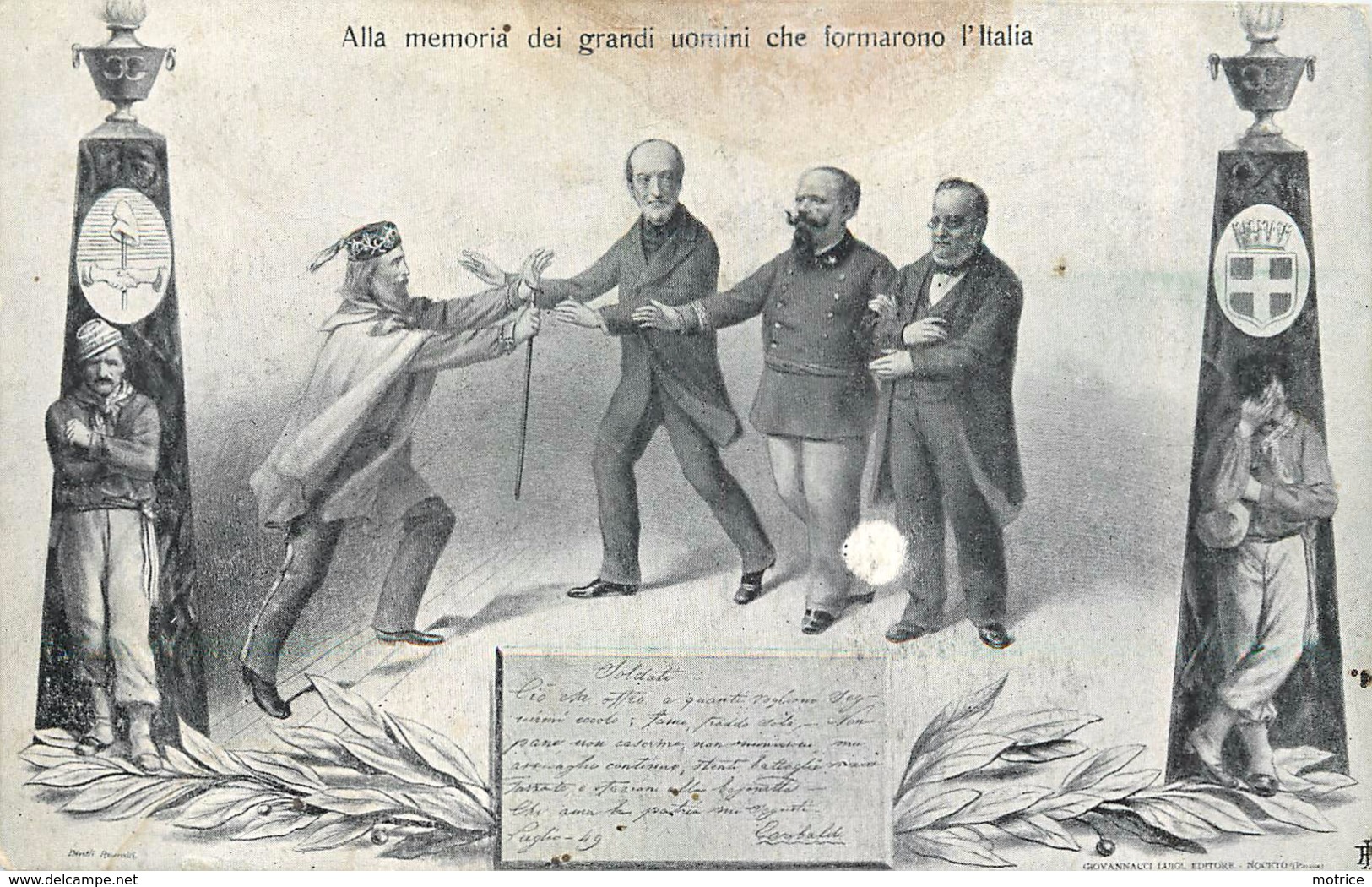 alla memoria dei grandi uomini che formarono l'italia.(carte illustrée).
