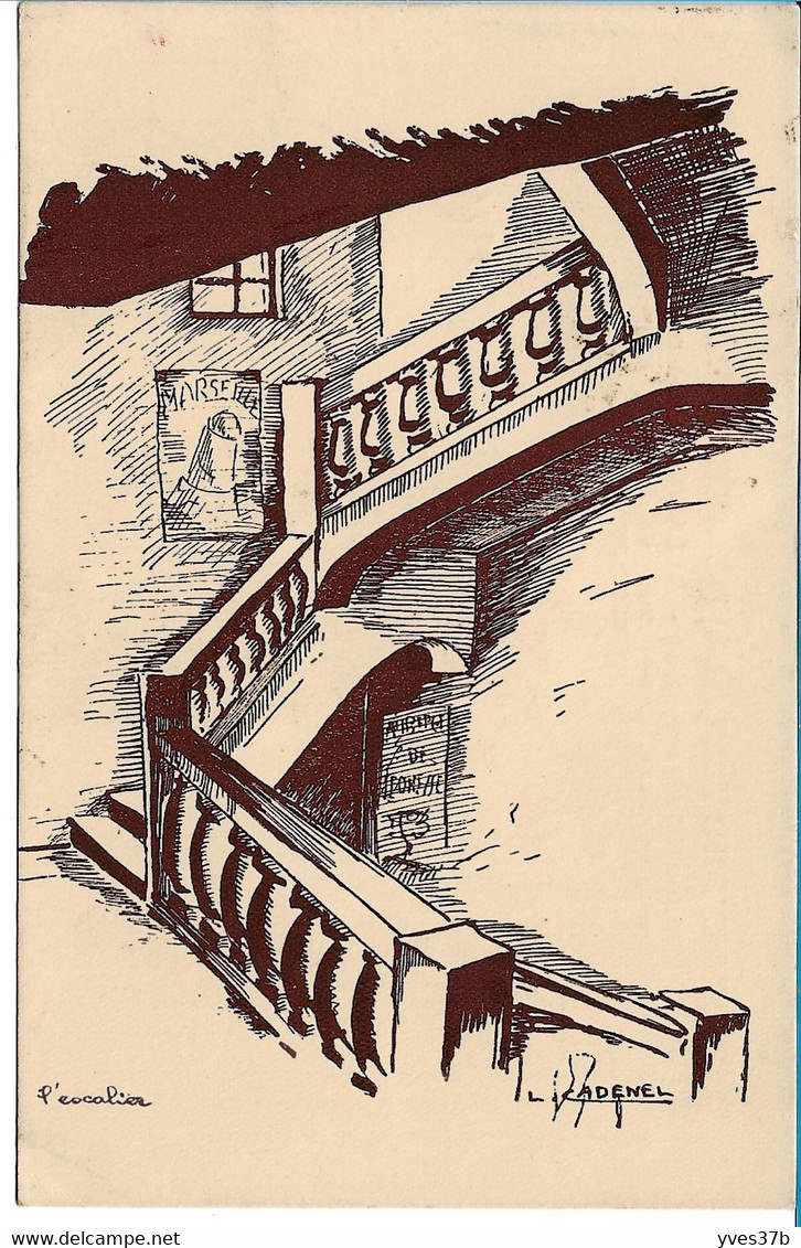 ALLAUCH - L'Escalier illustation de L. Cadenel (Verso Auberge Provençale de Jeunes)